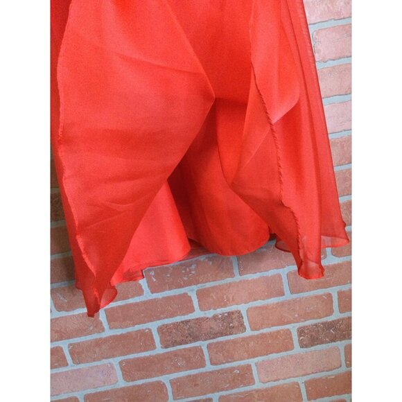 Vintage Lilli Diamond Women's Ruffled Neck Fit & Flare Dress Formal Red Size 2 - Picture 2 of 8